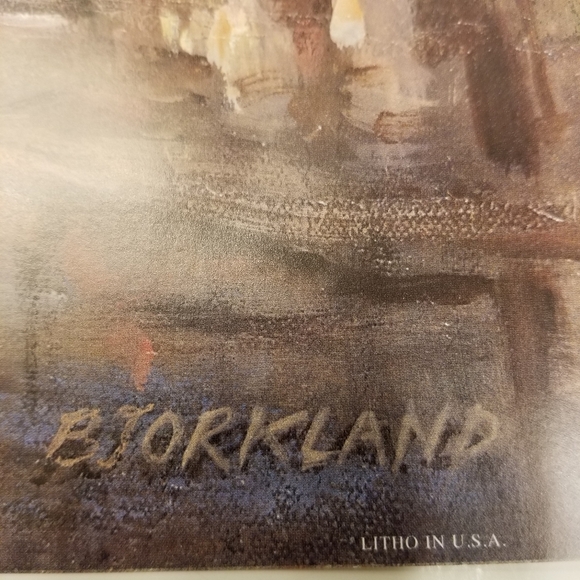 ✅Print of Oil Painting by George Bjorkland of French Street Scene Litho USA - Picture 3 of 8